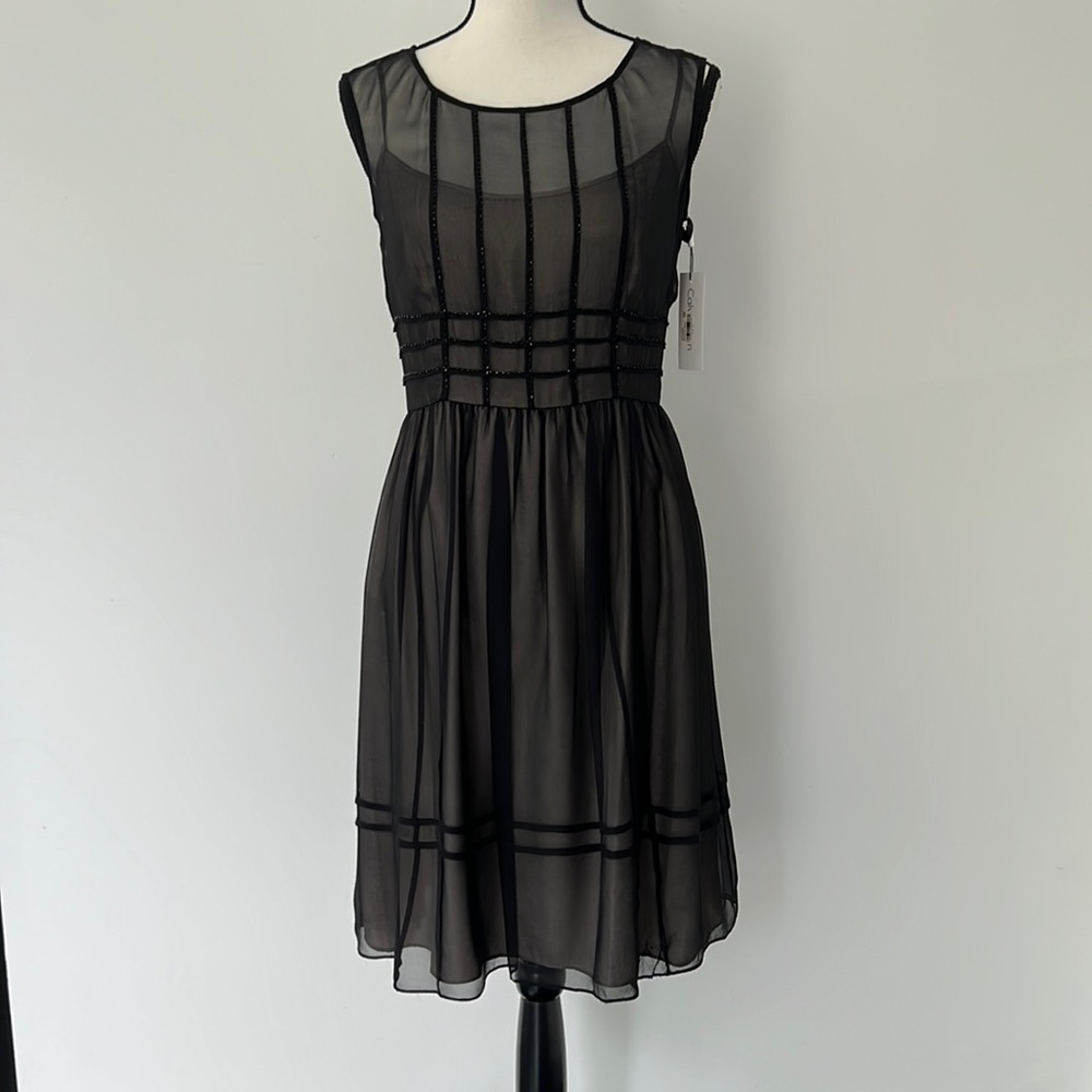 Calvin Klein Sleeveless Dress in Black with Sequins NWT Size 6